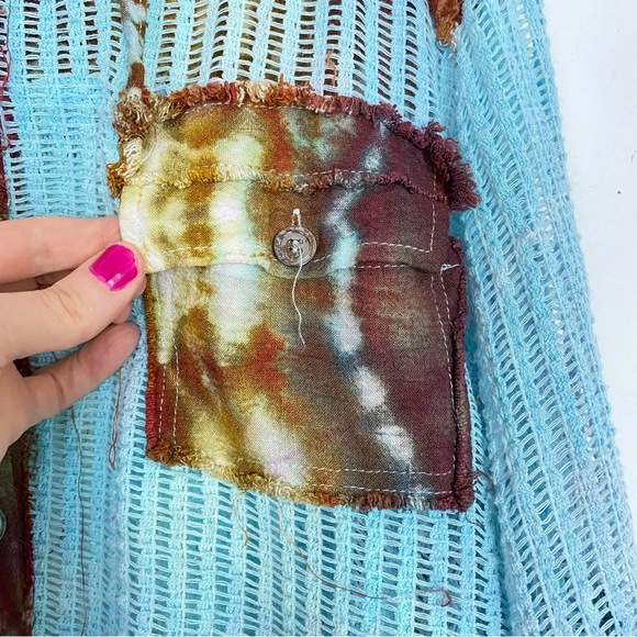 Handmade Tie Dye Hoodie Jacket Womens Size Small Medium Sheer Mesh Cropped - Picture 5 of 14